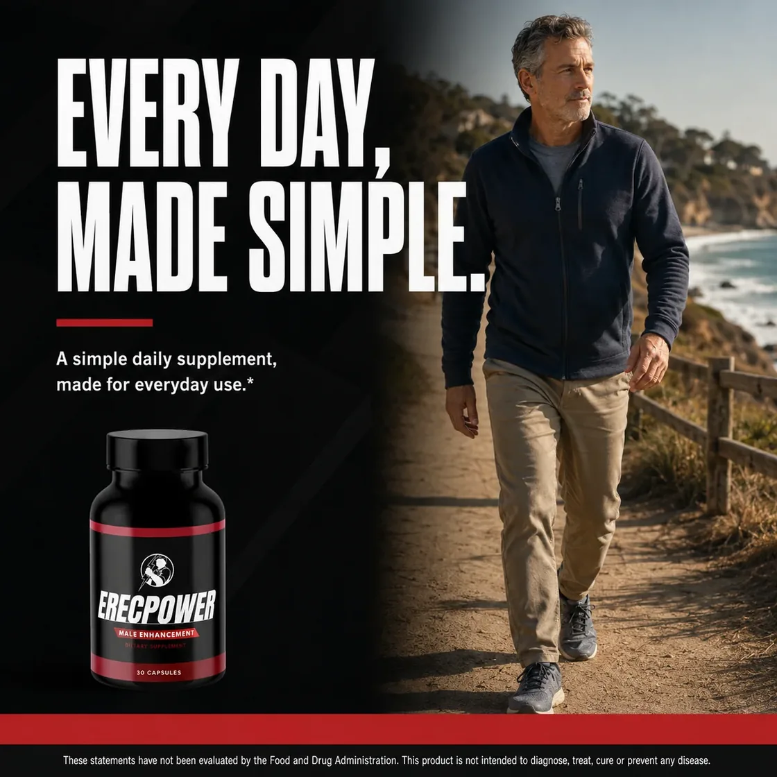 What is ErecPower: a daily men's vitality capsule shown with the bottle